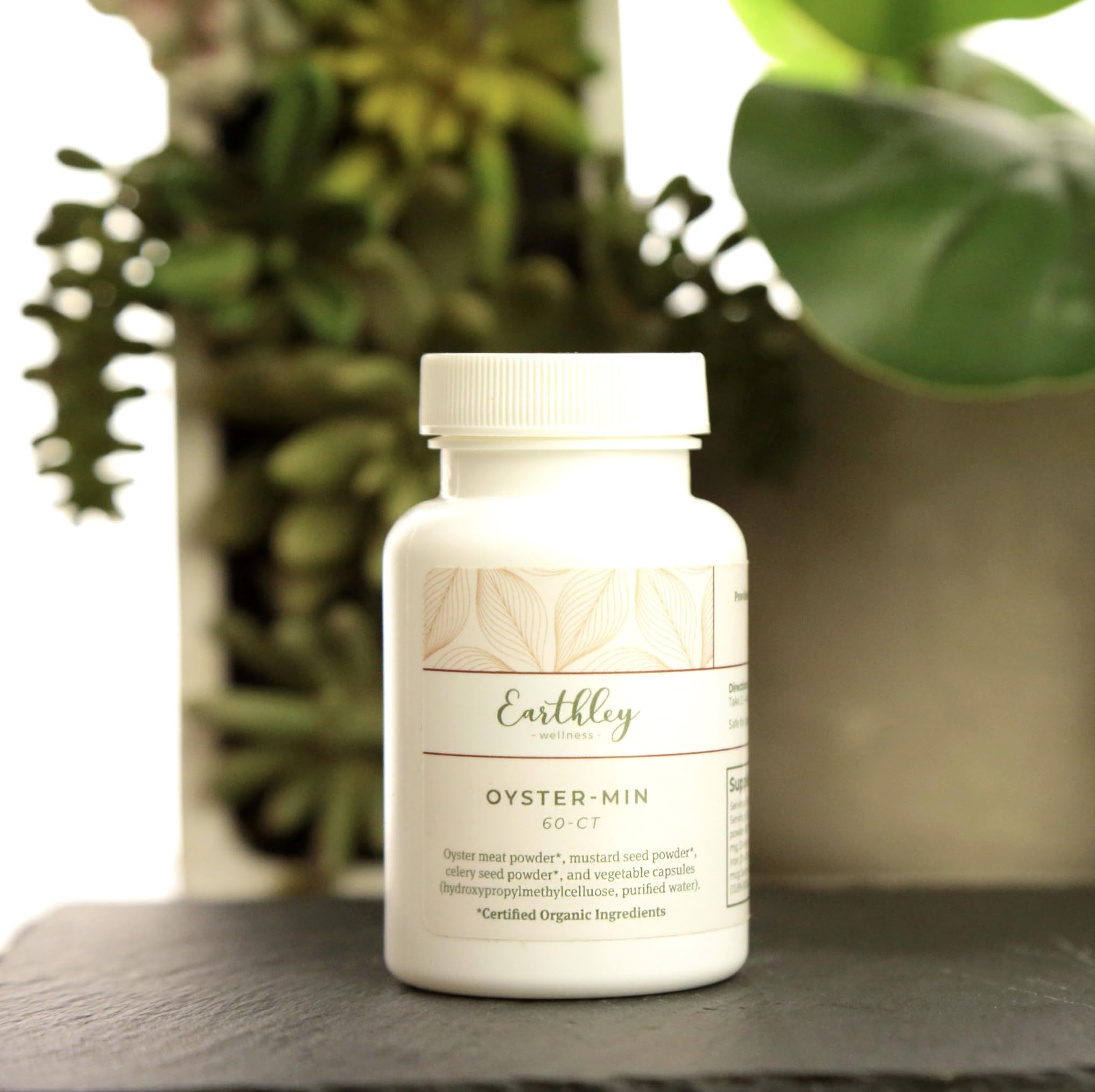 Earthley Wellness Oyster-Min Capsules – Natural Zinc & Mineral Supplement for Immune Support, Mood & Energy (56 Servings)