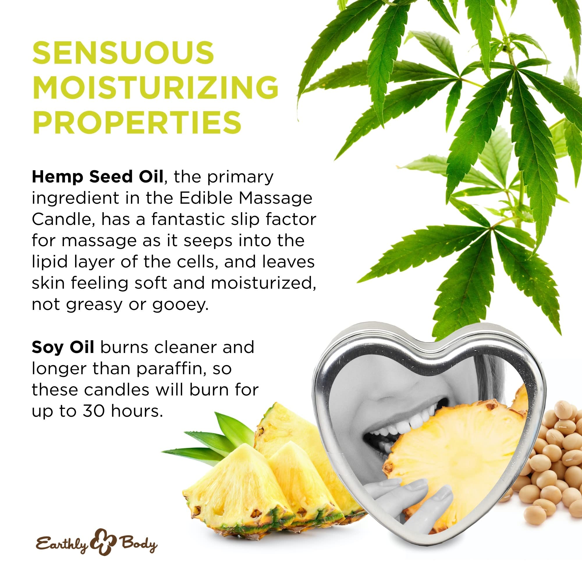 Earthly Body Edible Massage Candle Pineapple - 4 oz | 3-in-1 Candle