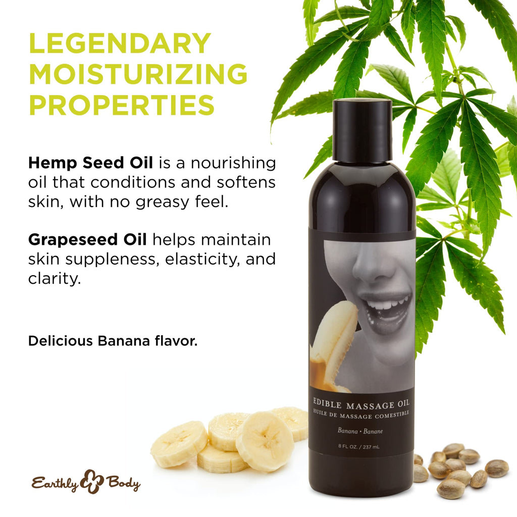 Earthly Body Edible Massage Oil Banana – 8 oz | Vegan & Cruelty Free