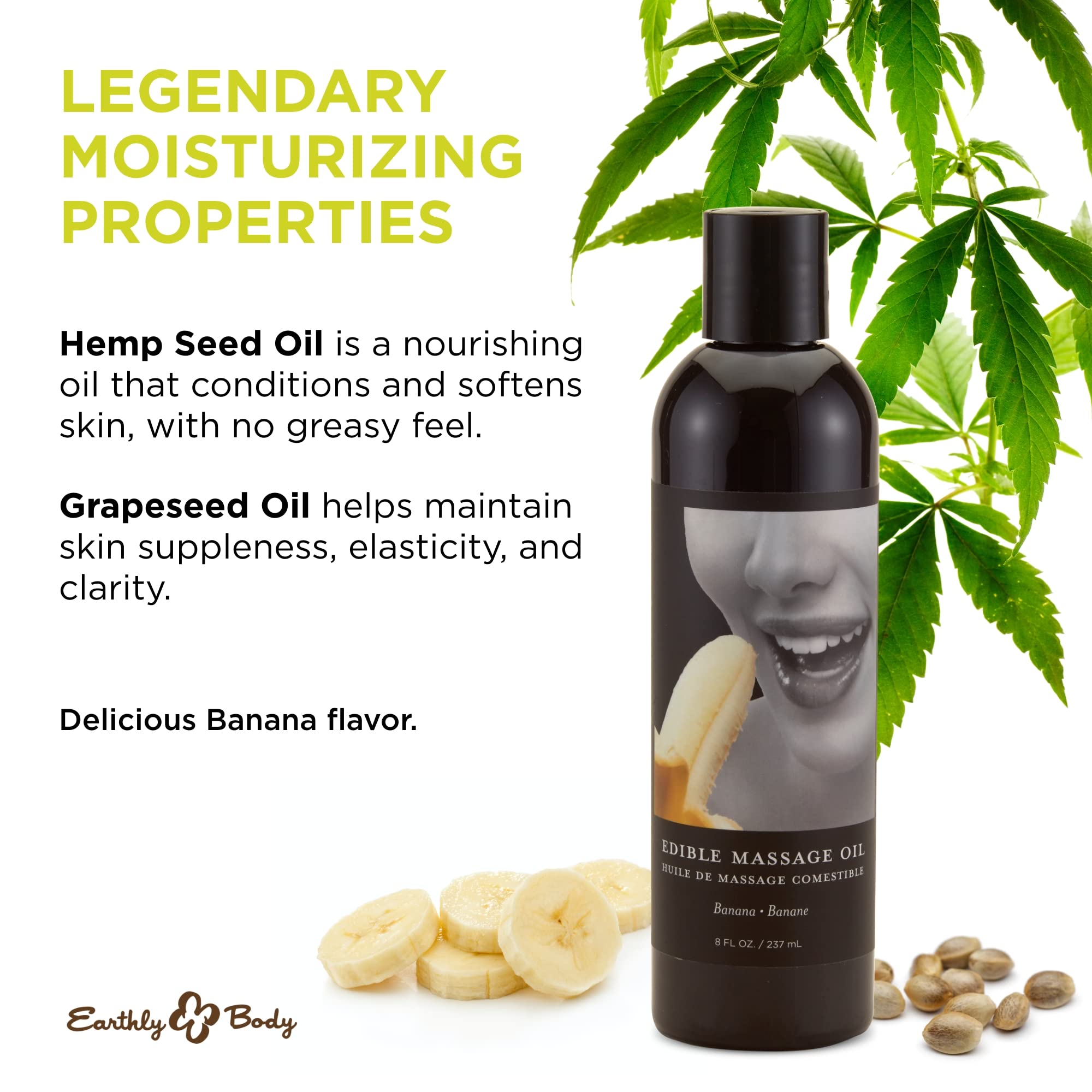 Earthly Body Edible Massage Oil Banana – 8 oz | Vegan & Cruelty Free