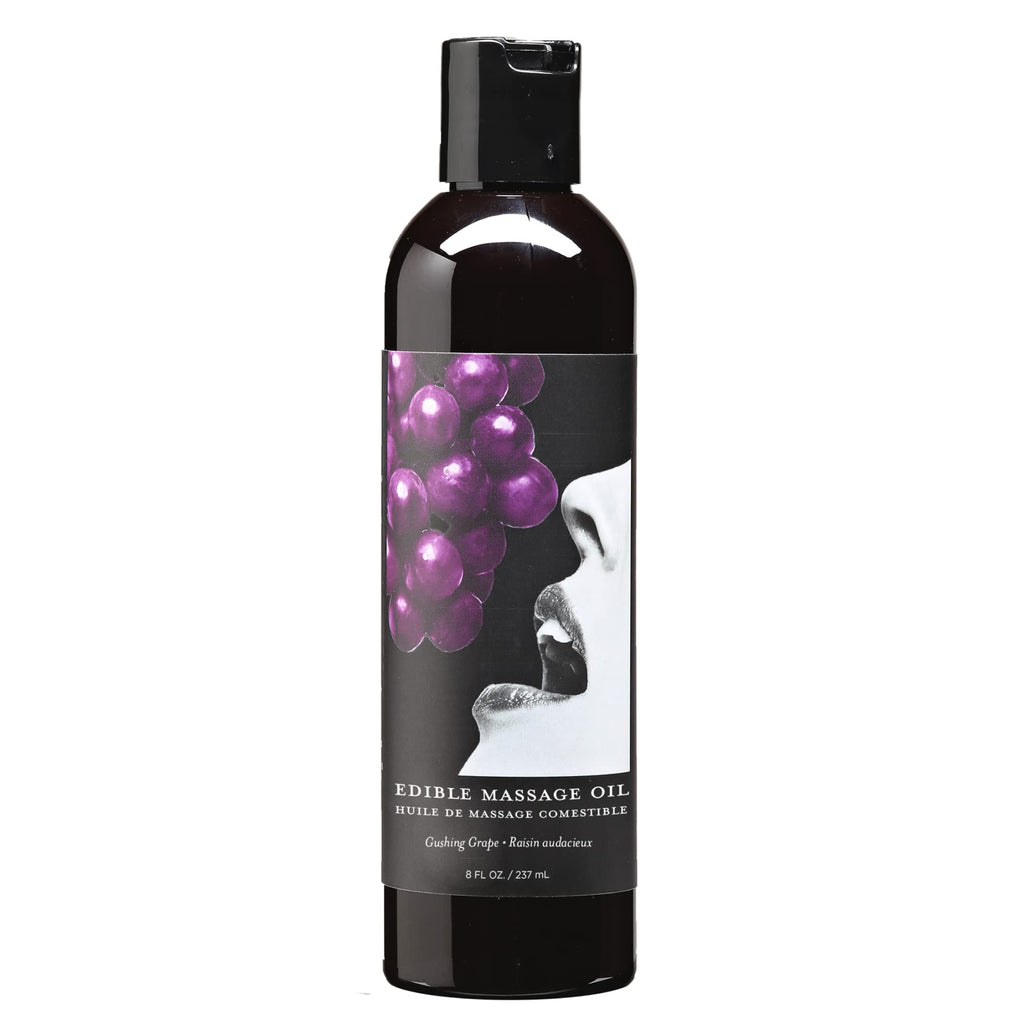 Earthly Body Edible Massage Oil – Grape, 8 oz – Hemp Seed, Almond, Grapeseed, Apricot & Vitamin E – Vegan & Cruelty-Free
