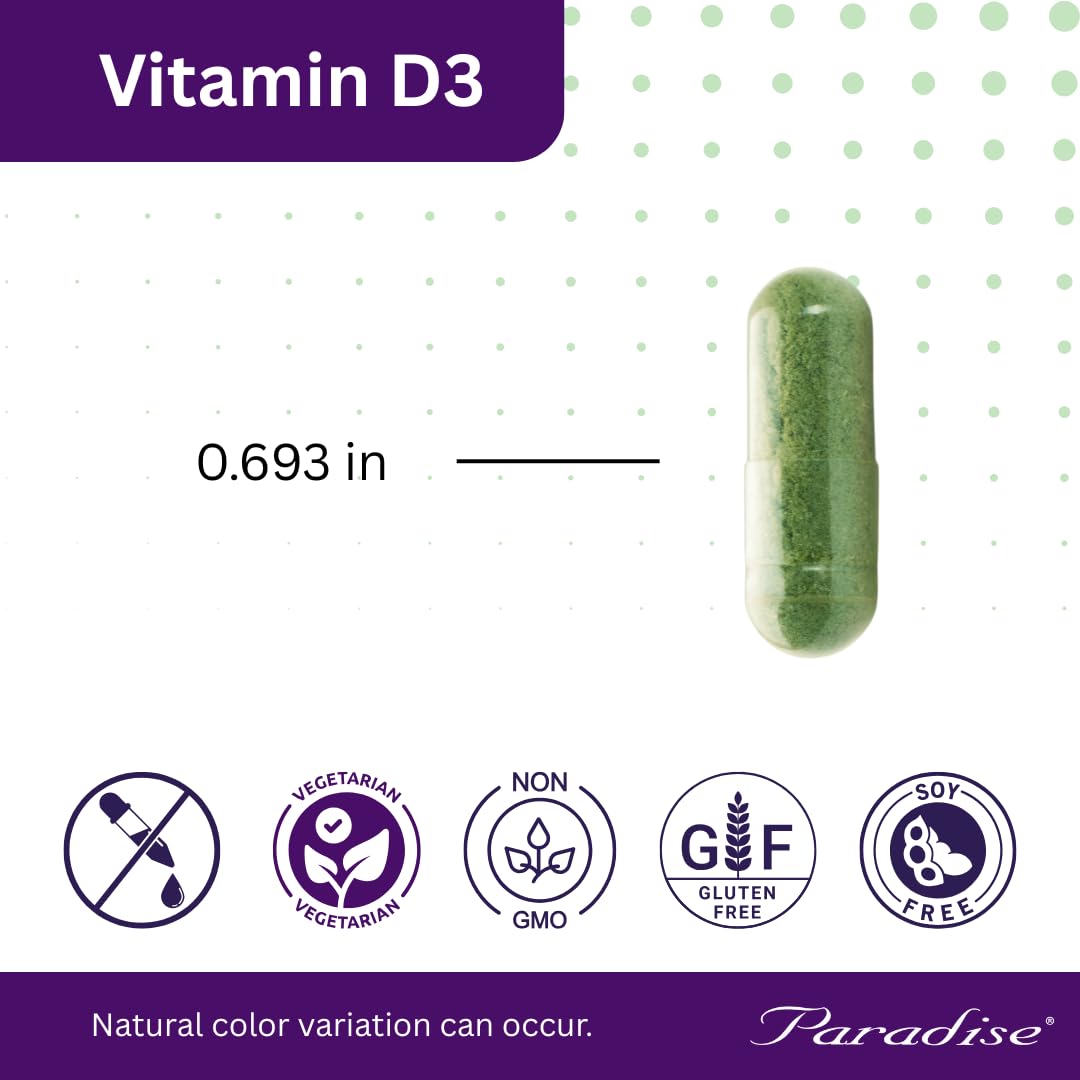 Paradise Herbs Earth's Blend Vitamin D3 – Bone Health & Immune Support, 90 Vegetarian Capsules