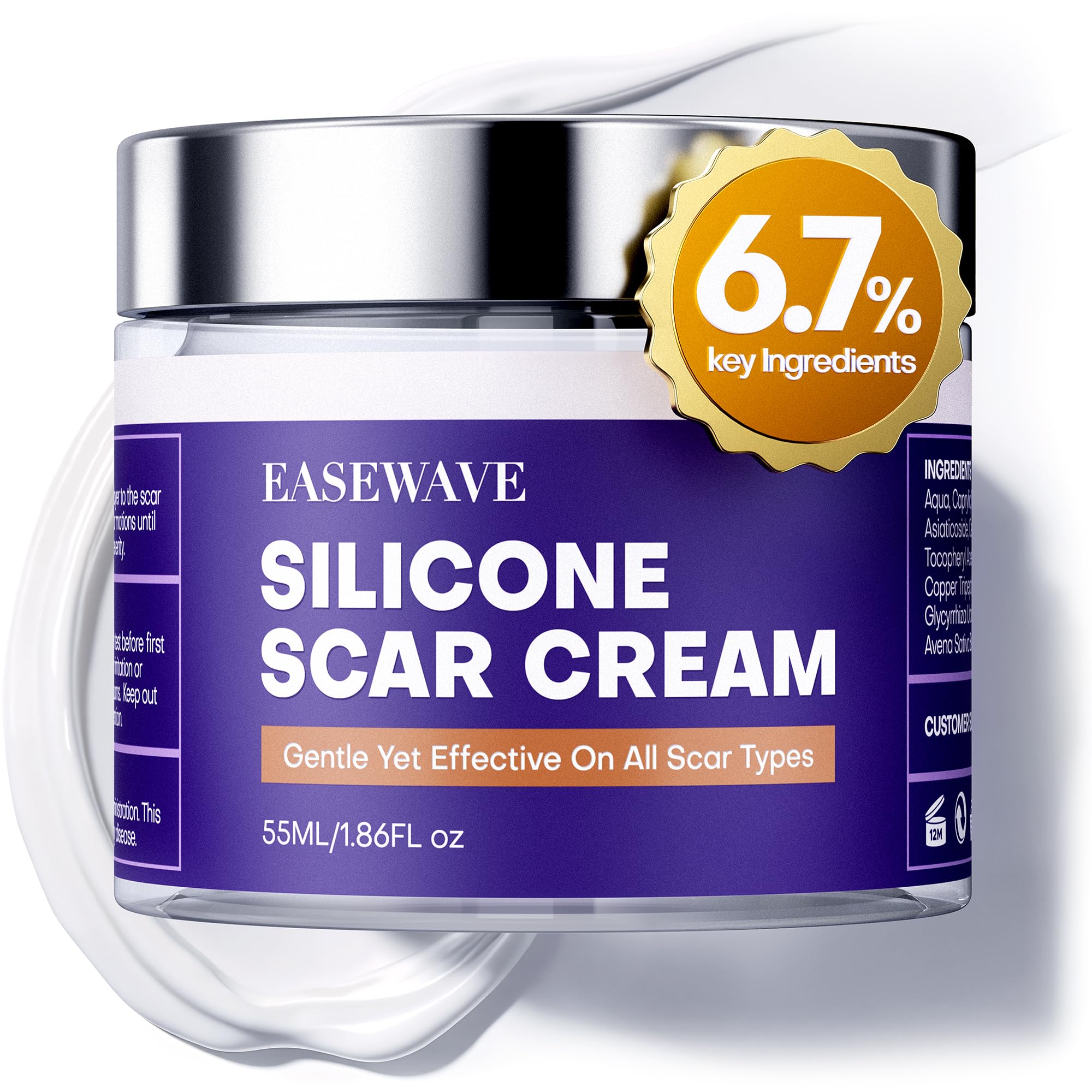 EASEWAVE Silicone Scar Cream with 6.7% Active – Visible in 2 Weeks (55ml)