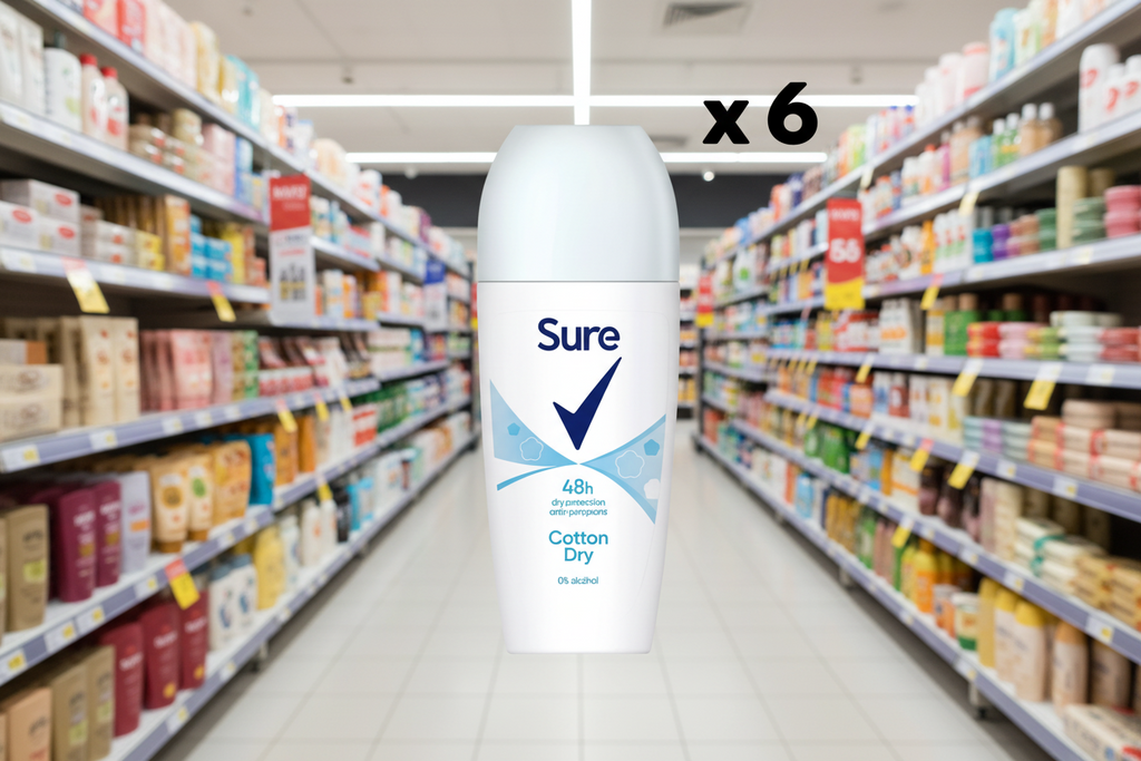 6 x Sure Roll On Cotton Dry - 50ML