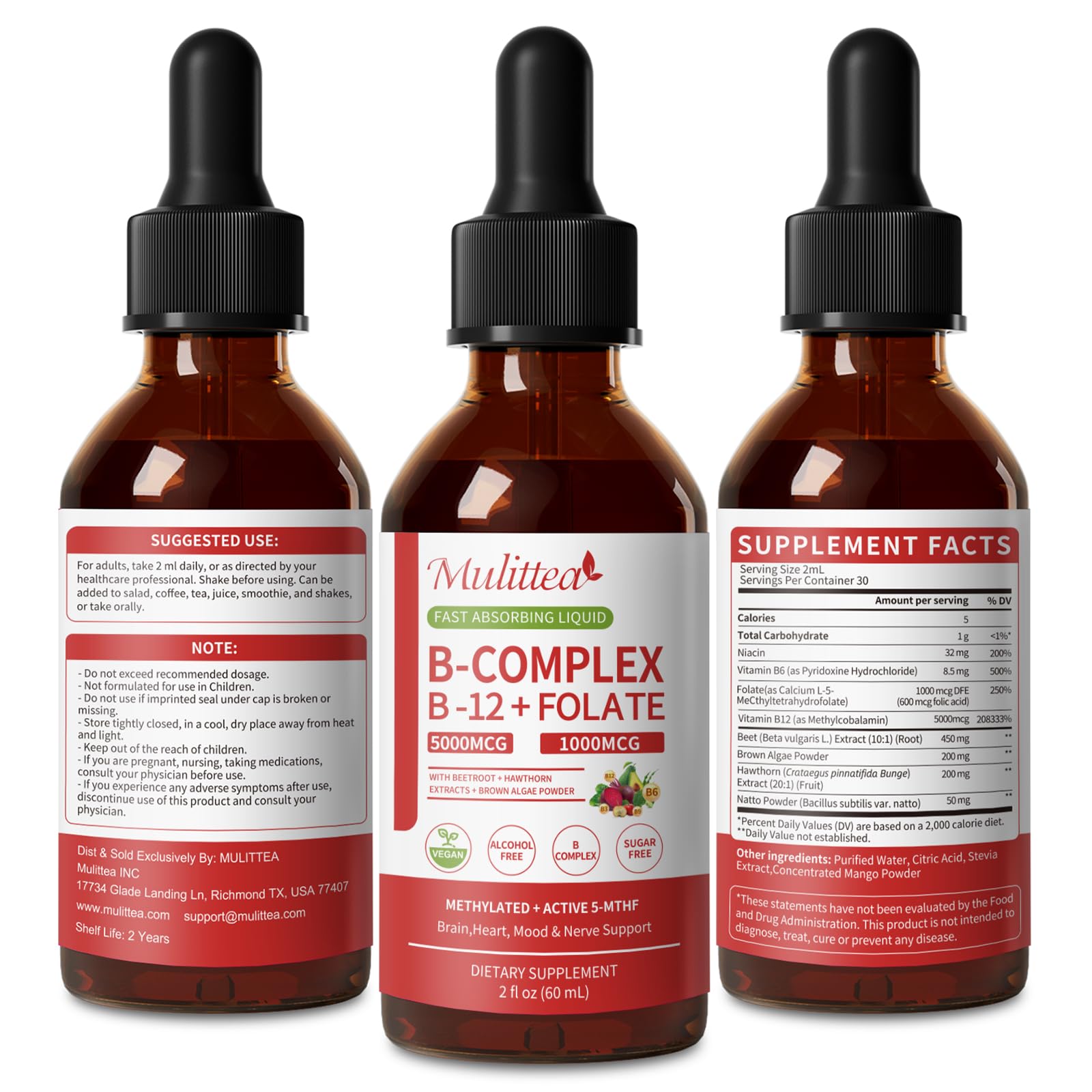 Methylated B Complex Liquid Drops - 5000 mcg B12 + 1000 mcg 5-MTHF