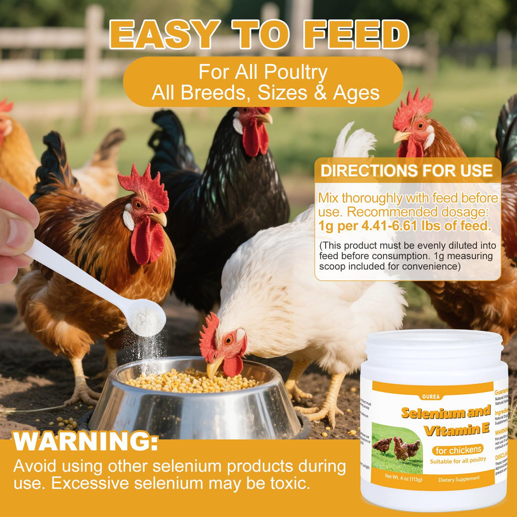 Selenium & Vitamin E Powder for Chickens – Immune & Muscle Support
