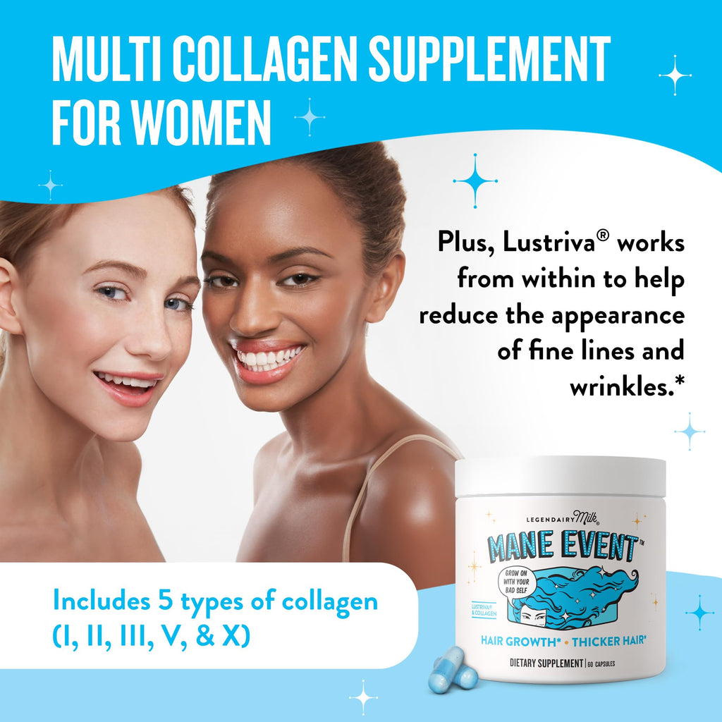 Hair Growth Vitamins for Women – Biotin, Collagen & Lustriva | Mane Event