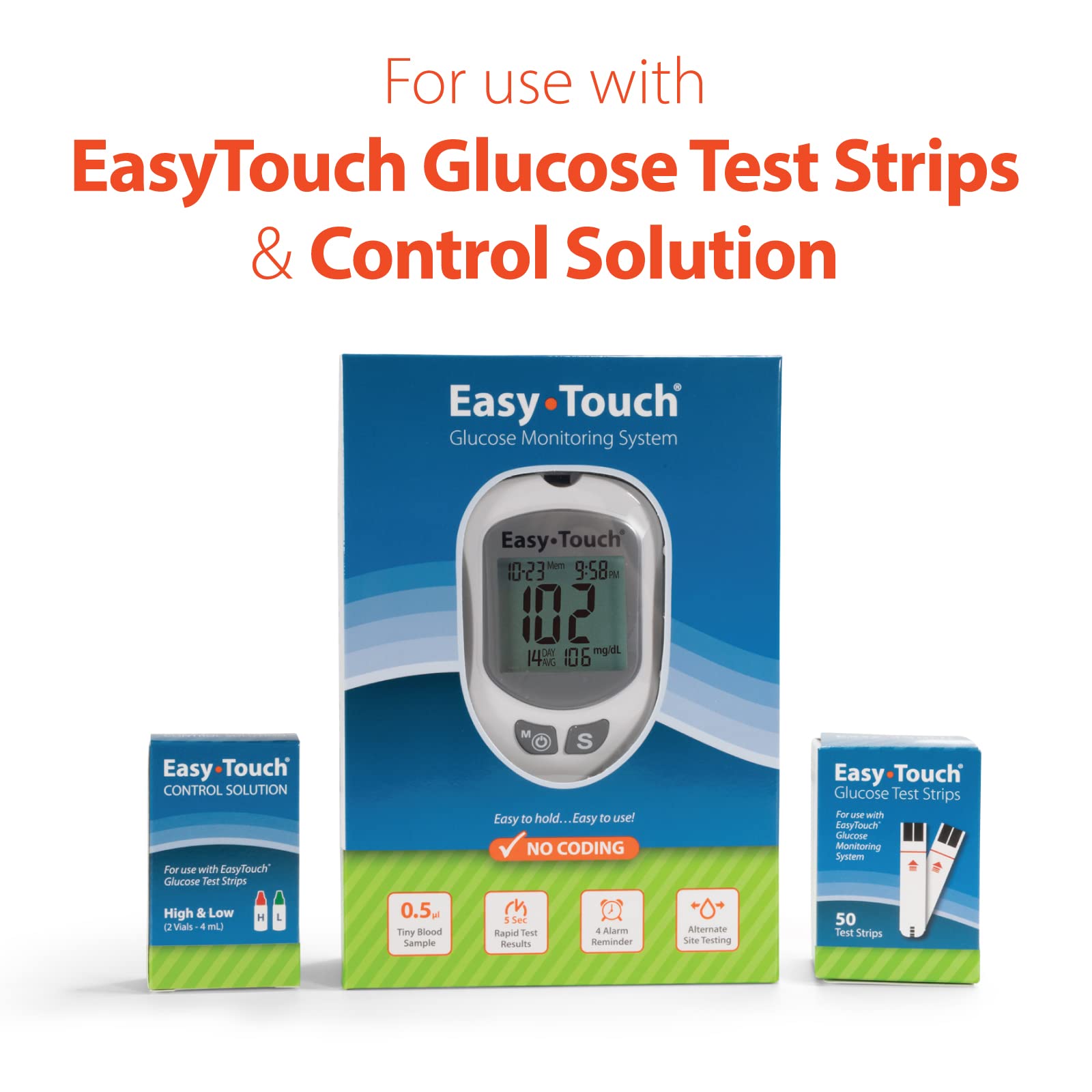 Easy Touch Glucose Test Strips – 100 Count (2 x 50) for Home Monitoring