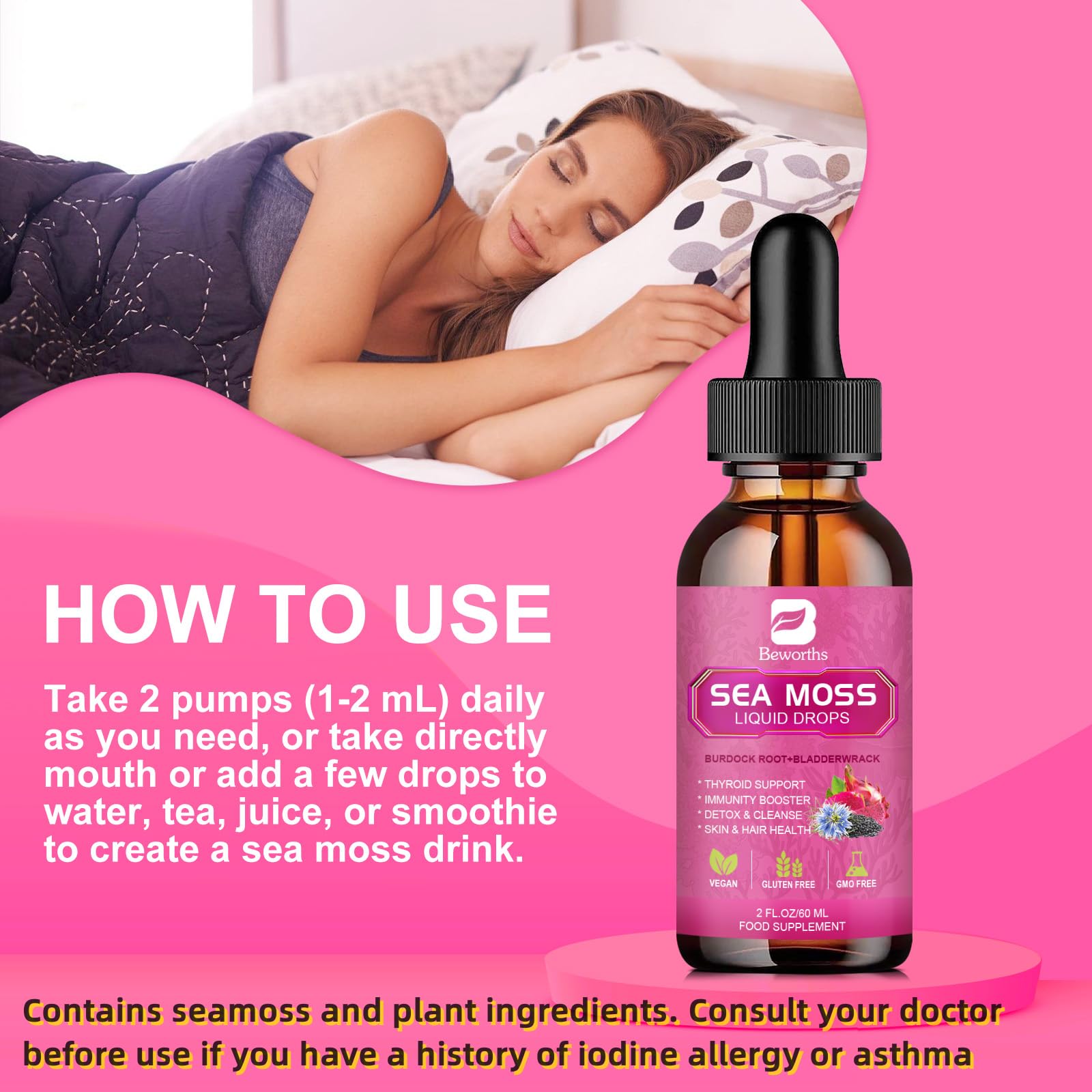 BEWORTHS Sea Moss Liquid Drops – Organic Black Seed Oil (Vegan)