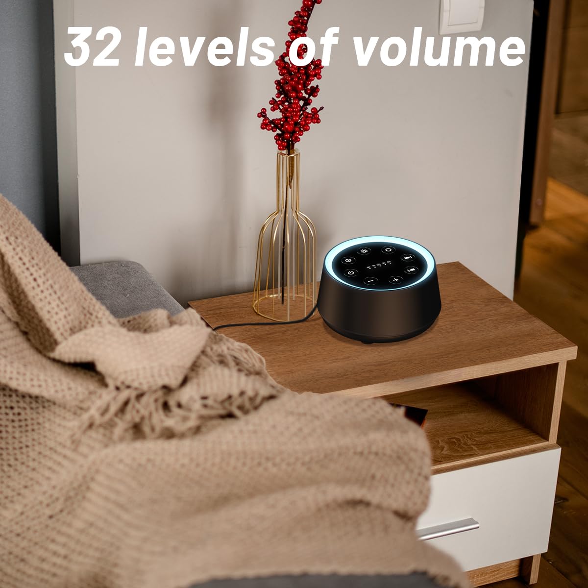 EasyHome Sleep Sound Machine – 30 Sounds, 12 Night Lights, 32 Volume Levels