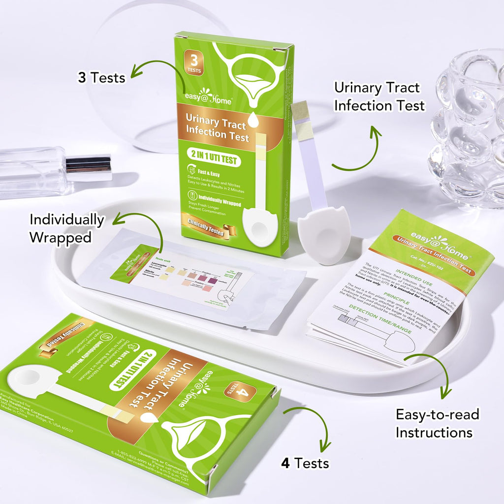Easy@Home UTI Test Strips for Women – At-Home OTC Kit (Leukocytes & Nitrite)