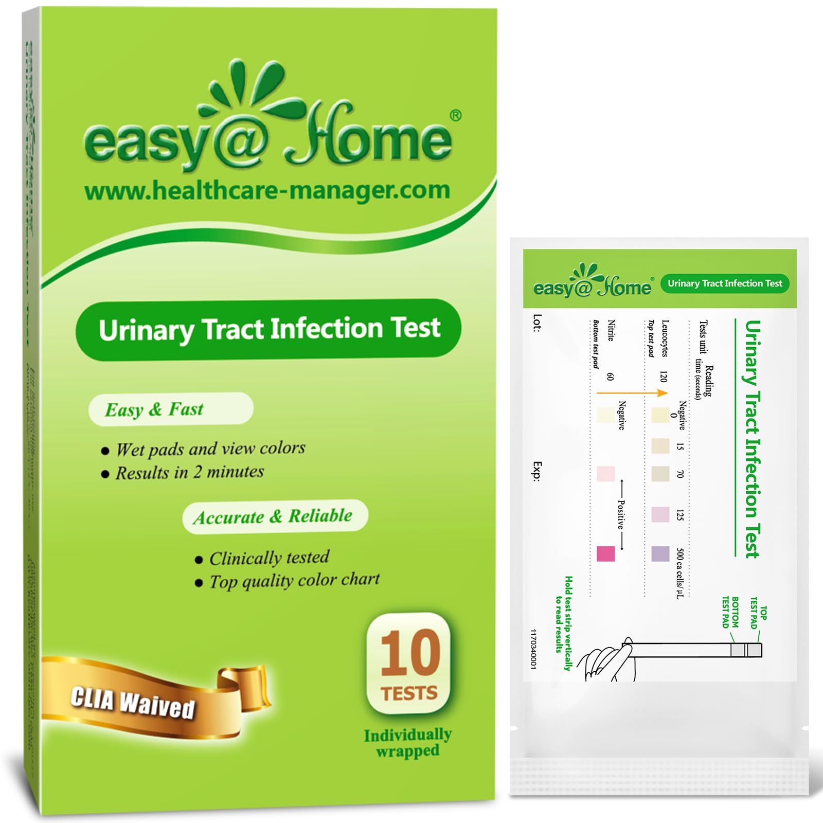 Easy@Home UTI Test Strips (UTI-10P) – 10 Pouch, FSA Eligible