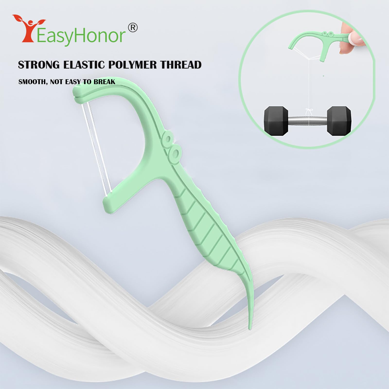 EasyHonor Twin-Line Mint Dental Floss Picks – 52 Count, Portable Case