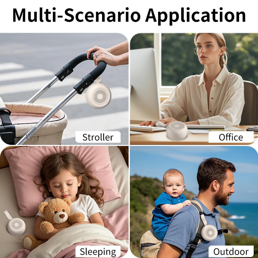 Easysleep White Noise Sound Machine — Portable Sleep Aid with 30 Sounds, 12 Night Light Colors, 4 Timer Memory