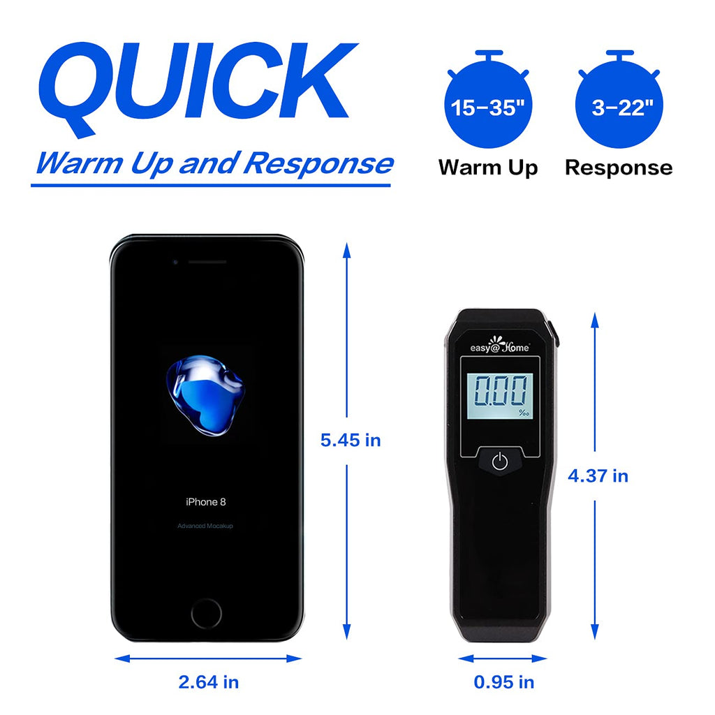 Easy@Home Breathalyzer – Pro-Grade Portable Fuel Cell Alcohol Tester (5 Mouthpieces)