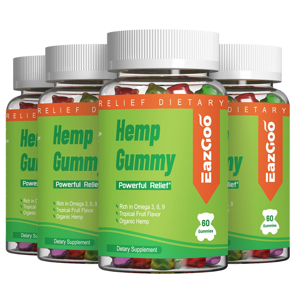 EAZGOO Natural Hemp Gummies 2,000,000 XXL Extra Strength – Vegan, Low Sugar, Non-GMO | 240 Counts