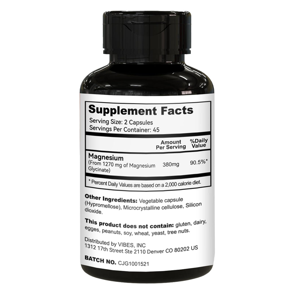 EAZGOO Magnesium Glycinate Capsules 1270mg - High Absorption, 90 Caps