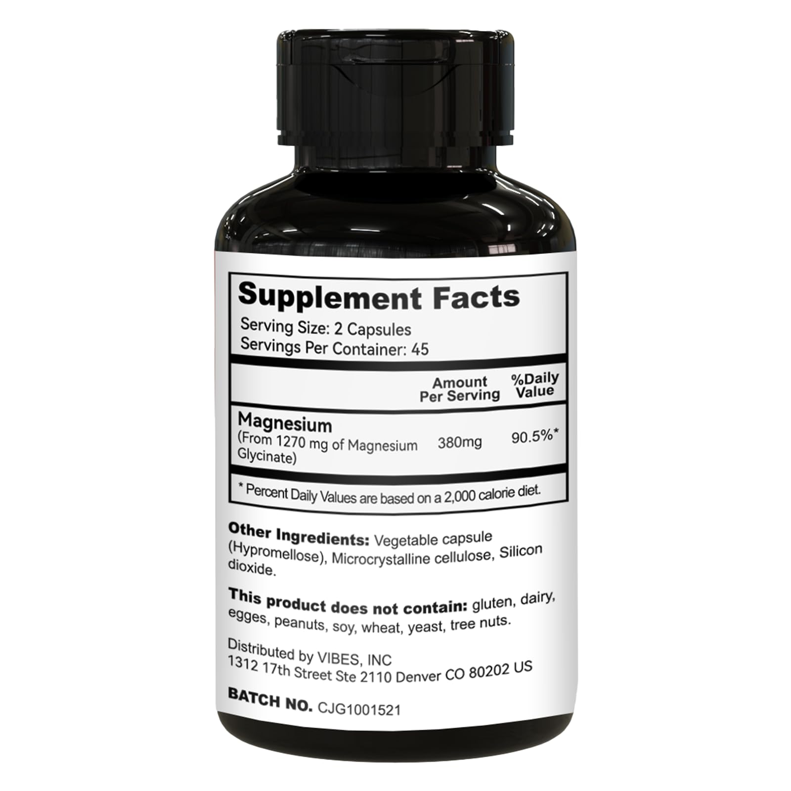 EAZGOO Magnesium Glycinate Capsules 1270mg - High Absorption, 90 Caps