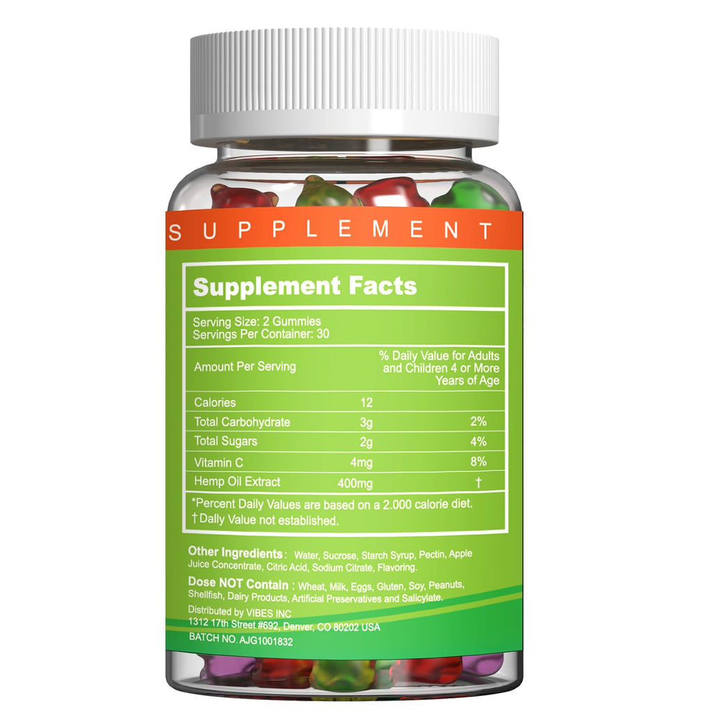 EAZGOO Natural Hemp Gummies 2,000,000 XXL Extra Strength – Vegan, Low Sugar, Non-GMO | 240 Counts