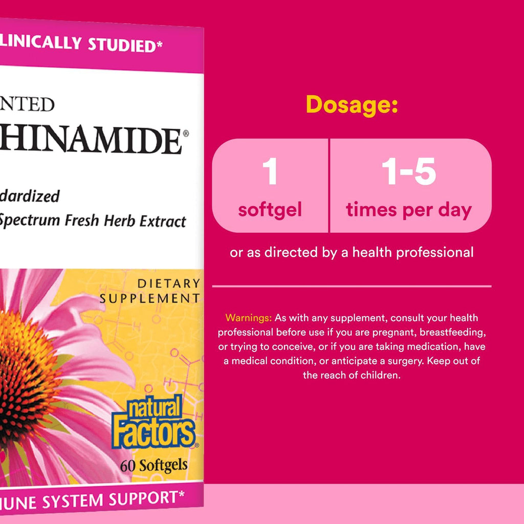Natural Factors, Echinamide, Echinacea Supplement for Immune and Wellness Support, 60 Softgels