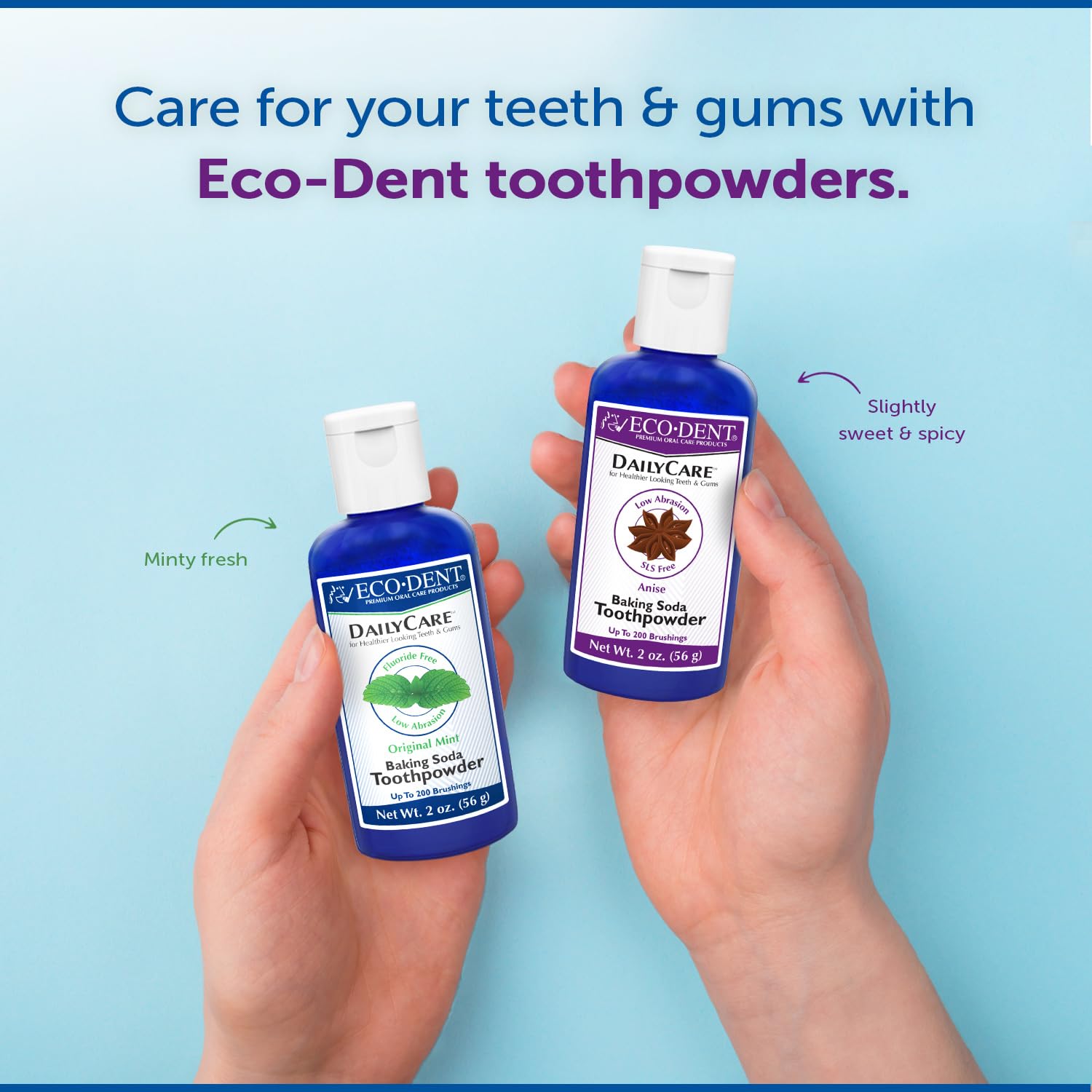 Eco-Dent DailyCare Baking Soda Toothpowder, Anise – SLS & Fluoride-Free