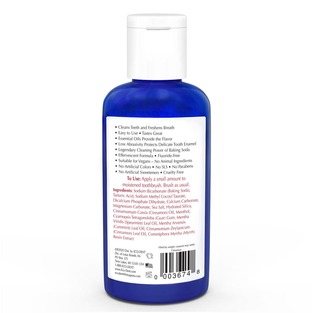 Eco-Dent DailyCare Baking Soda Toothpowder – Cinnamon, Fluoride-Free, 2 oz