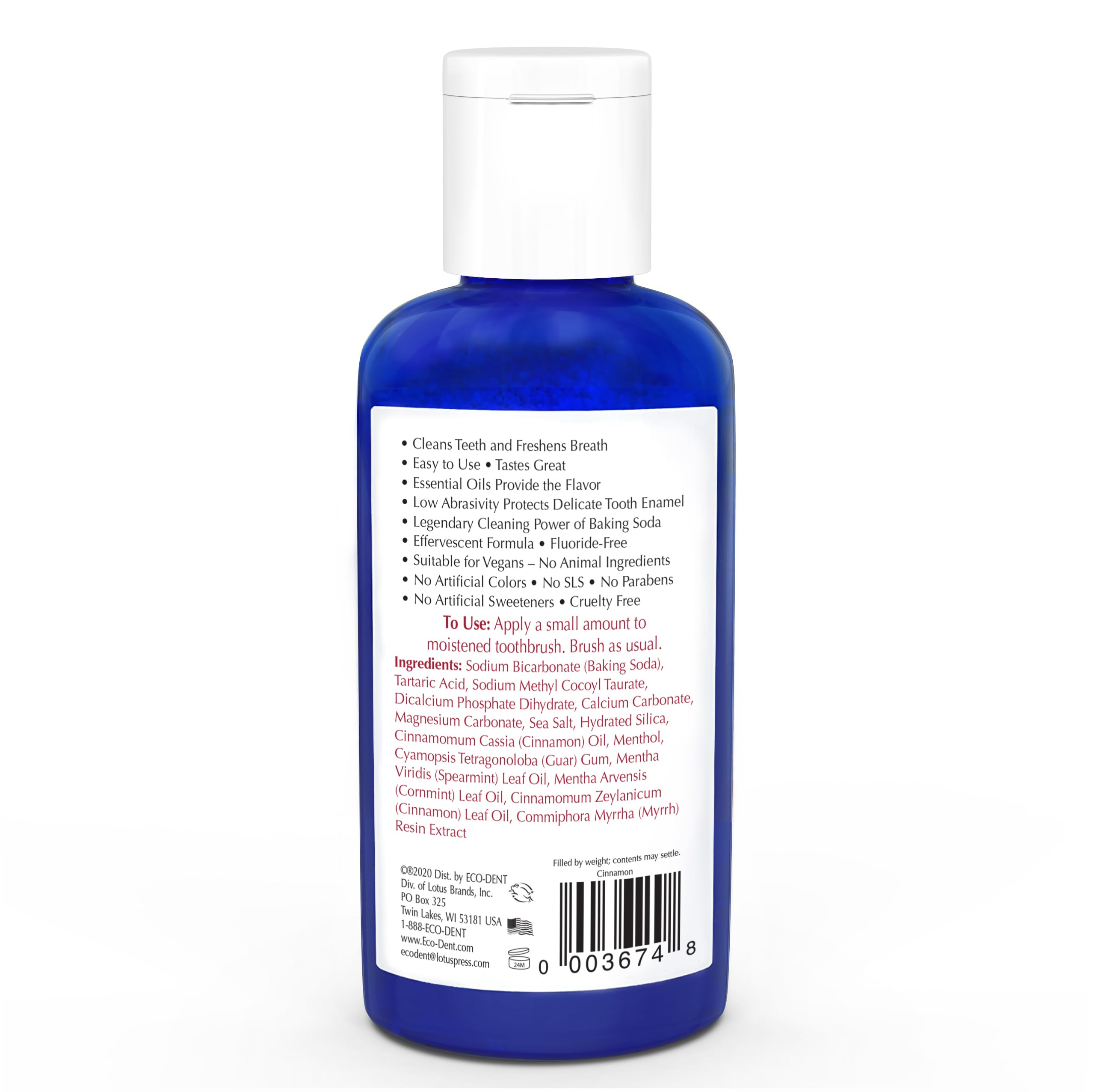 Eco-Dent DailyCare Baking Soda Toothpowder – Cinnamon, Fluoride-Free, 2 oz