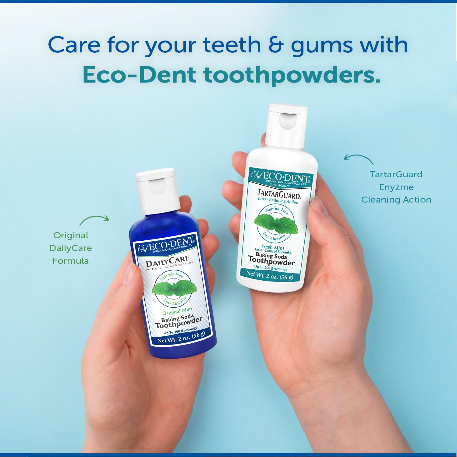 Eco-Dent TartarGuard Toothpowder with DailyRinse – Enzyme Cleaning, SLS-Free, Fluoride-Free