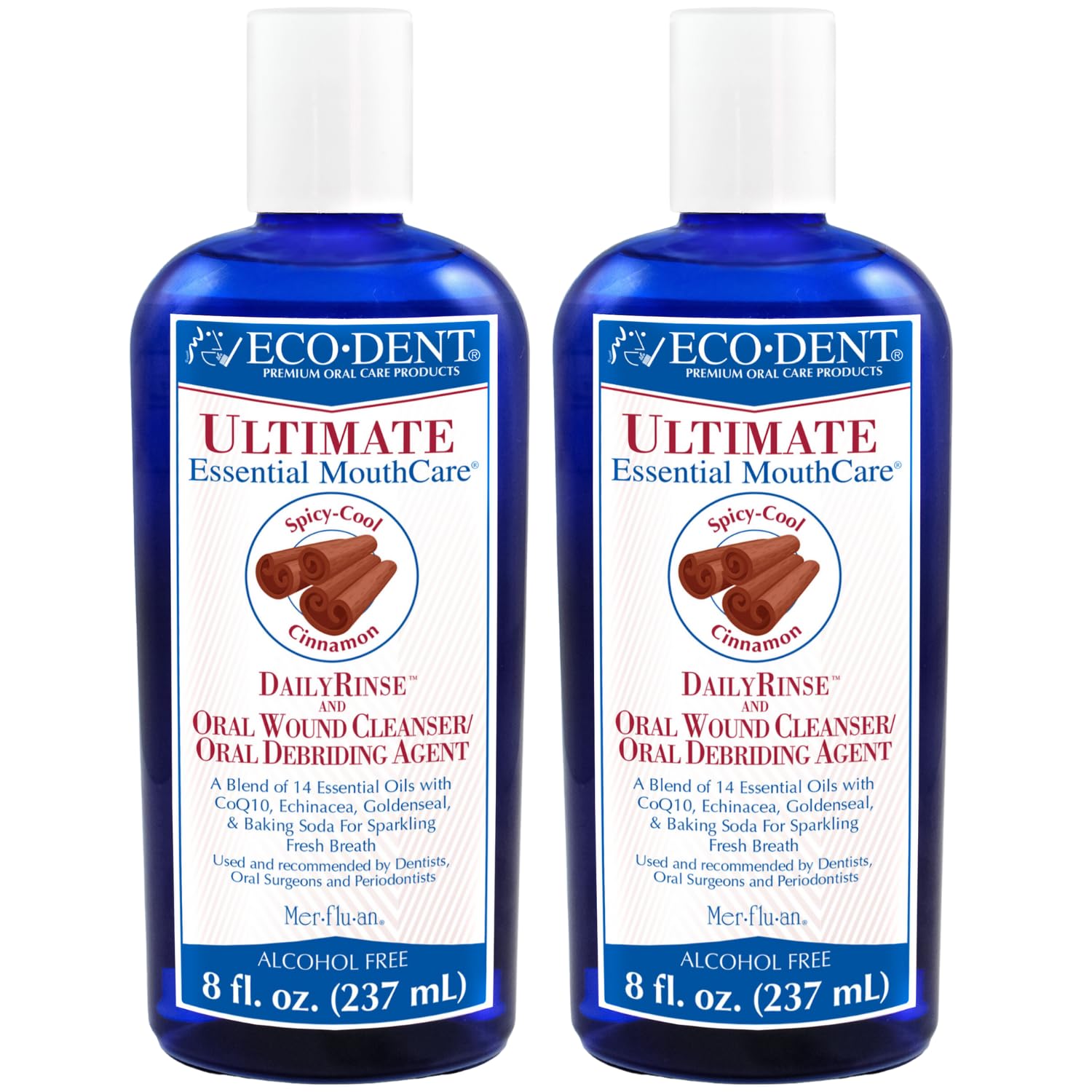 Eco-Dent Alcohol-Free Cinnamon Mouthwash – Ultimate Essential MouthCare (8 Fl Oz x 2)