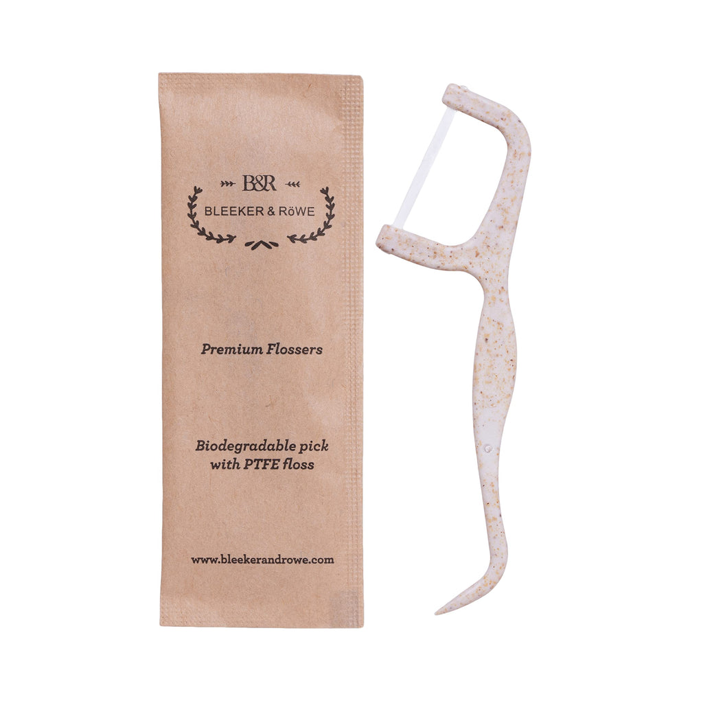 Bleeker and Rowe Biodegradable Floss Picks - Eco-Friendly PTFE Flossers 150 Pack