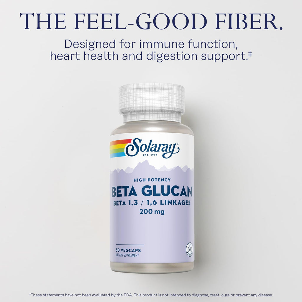 SOLARAY Beta Glucan Supplements – Immune & Heart Support (30 Servings)