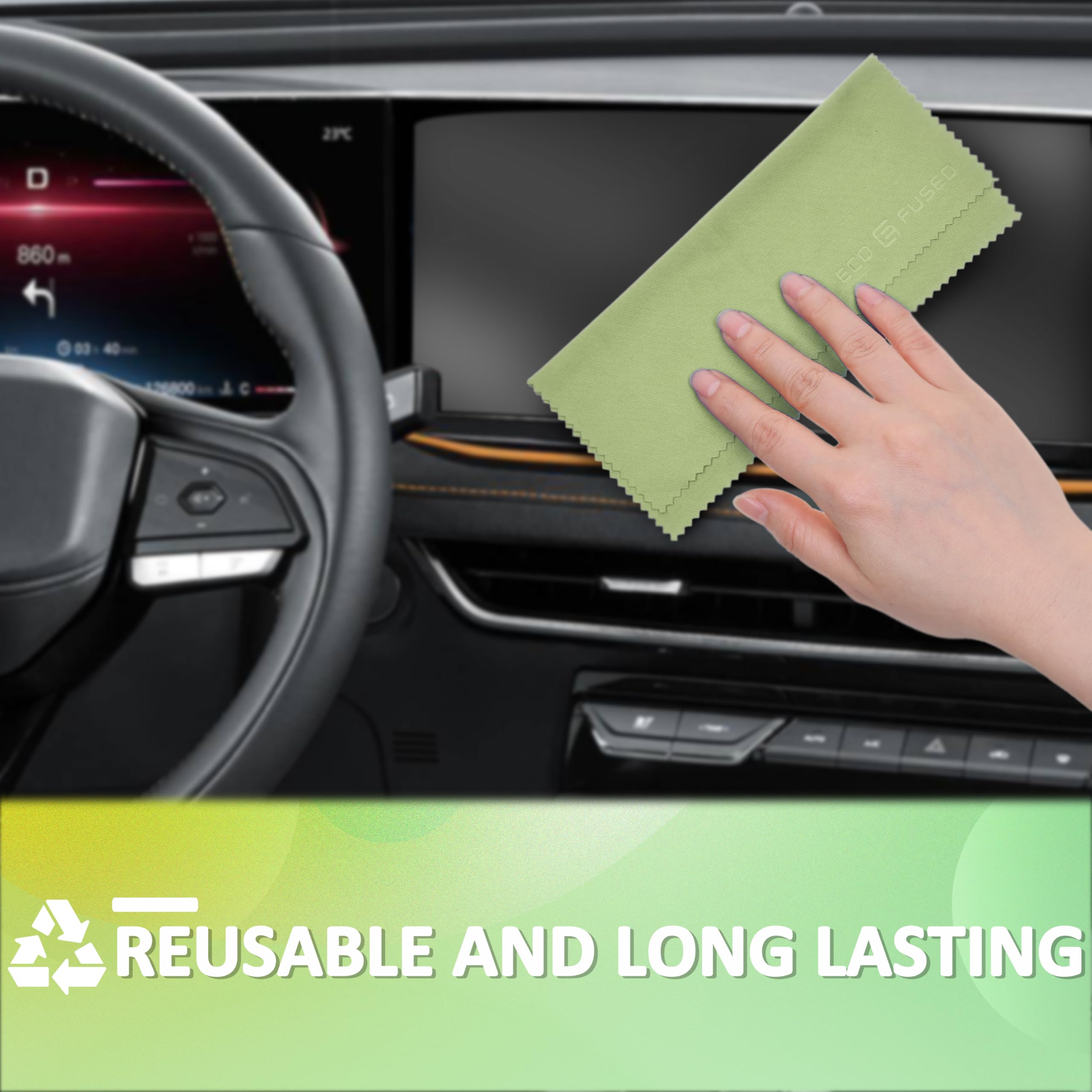 Eco-Fused Microfiber Cleaning Cloths - 12 Pack for Glasses, Lenses & Screens
