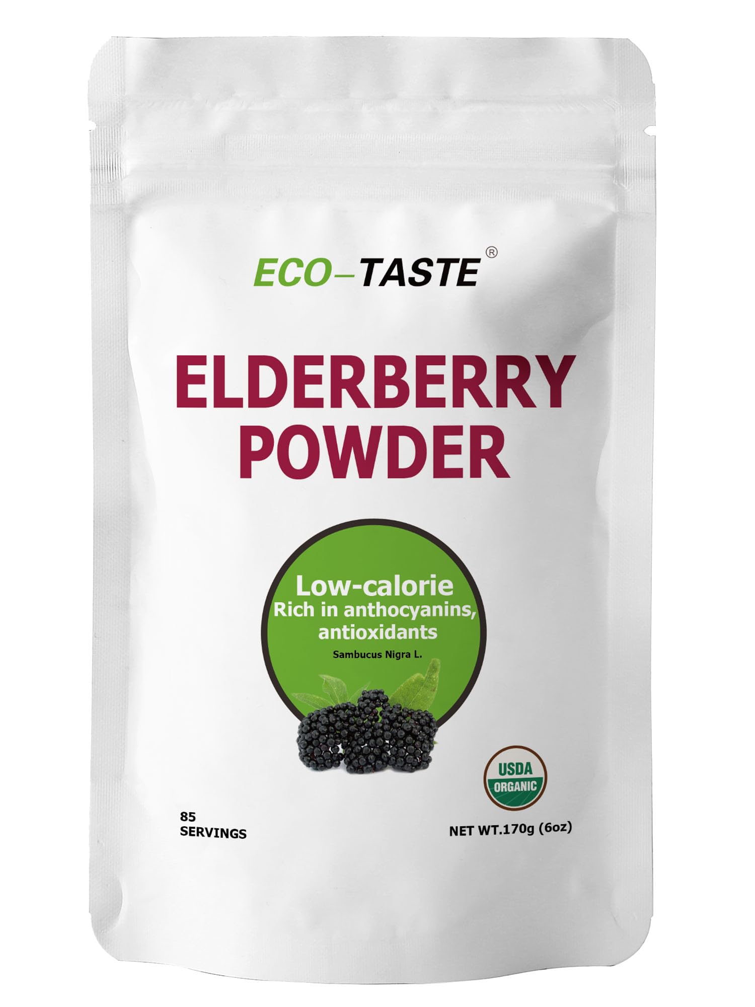 ECO-TASTE Elderberry Juice Powder – Immune Support, Non-GMO, Vegan, 170g