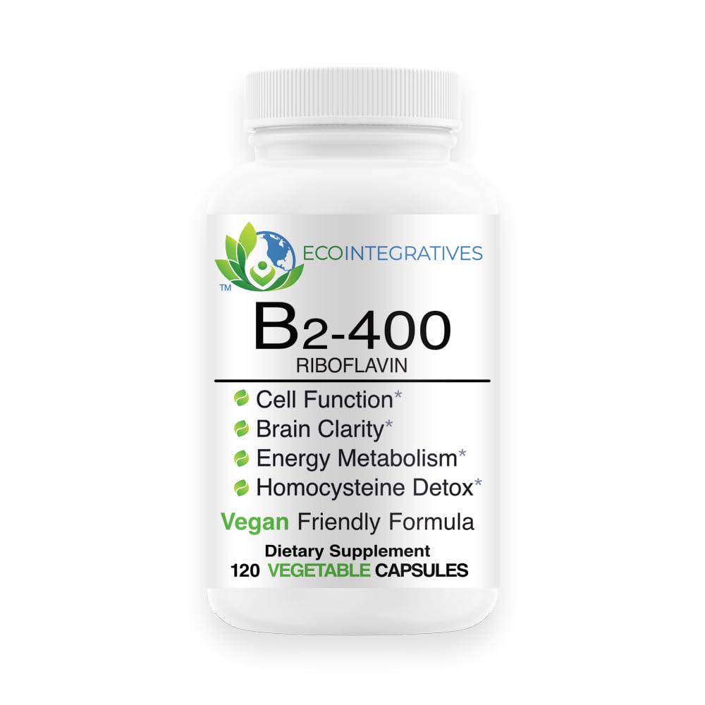 EcoIntegratives B2-400 Pure Riboflavin – Energy, Mental Clarity, Cellular Health | 120 Vegan Capsules