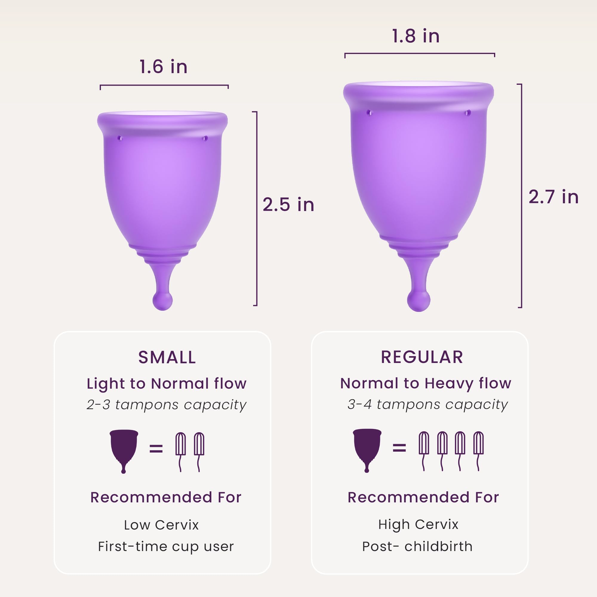 EcoBlossom Reusable Menstrual Cup Set - Medical-Grade Silicone, 12-Hour Comfort (2 Large Cups)
