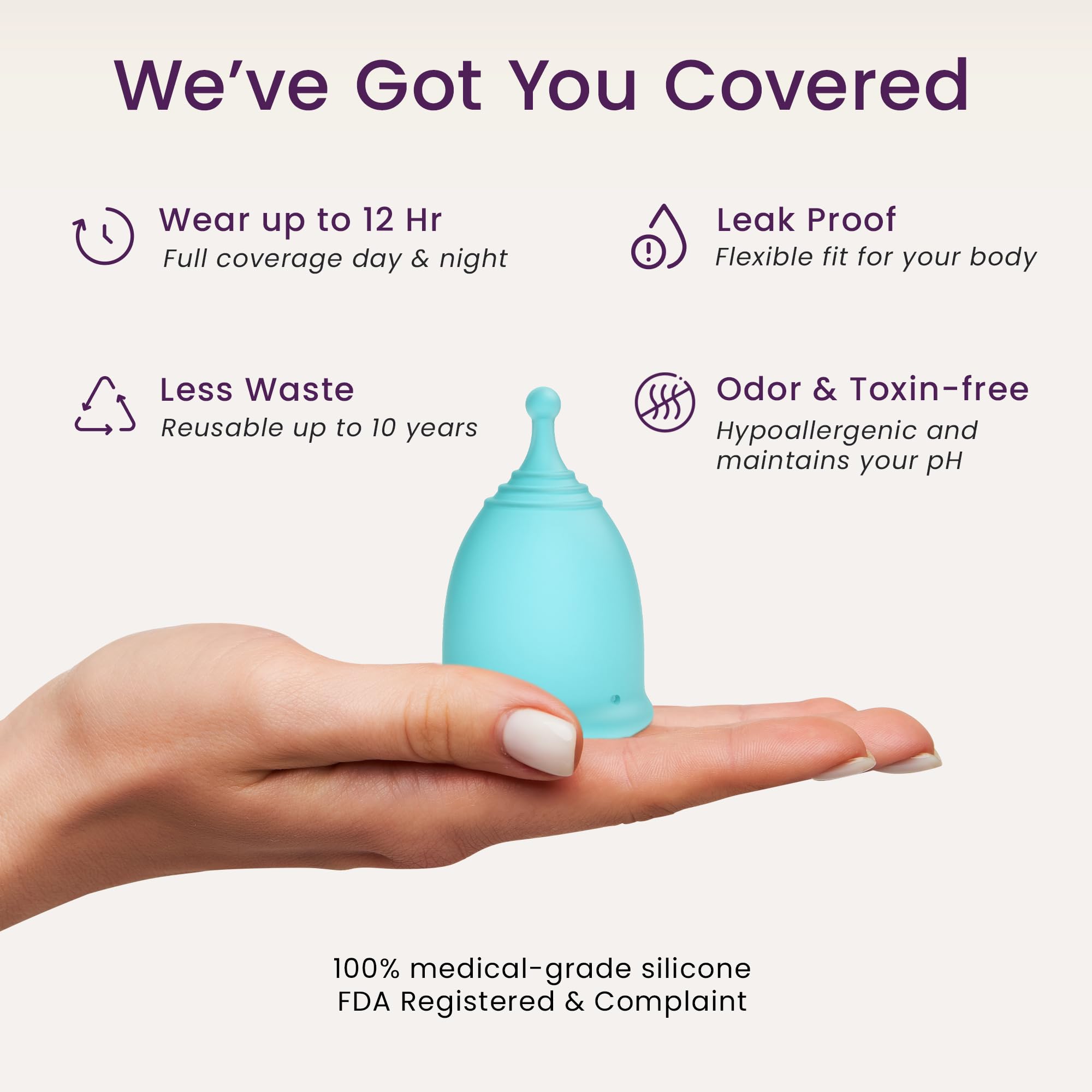 EcoBlossom Reusable Menstrual Cup Set - Medical-Grade Silicone, 12-Hour Comfort (2 Large Cups)