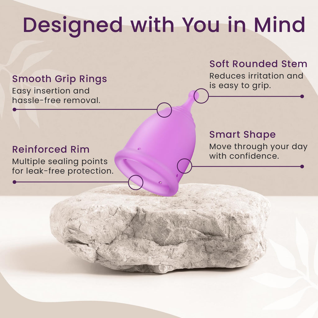 EcoBlossom Reusable Menstrual Cup Set – Medical-Grade Silicone, 12-Hour Comfort (Small & Large)