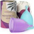 EcoBlossom Reusable Menstrual Cup Set - Medical-Grade Silicone, 12-Hour Comfort (2 Large Cups)