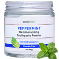 Ecofam Toothpaste Powder - Remineralizing Enamel Support, Hydroxyapatite & Xylitol, Fluoride Free, Peppermint