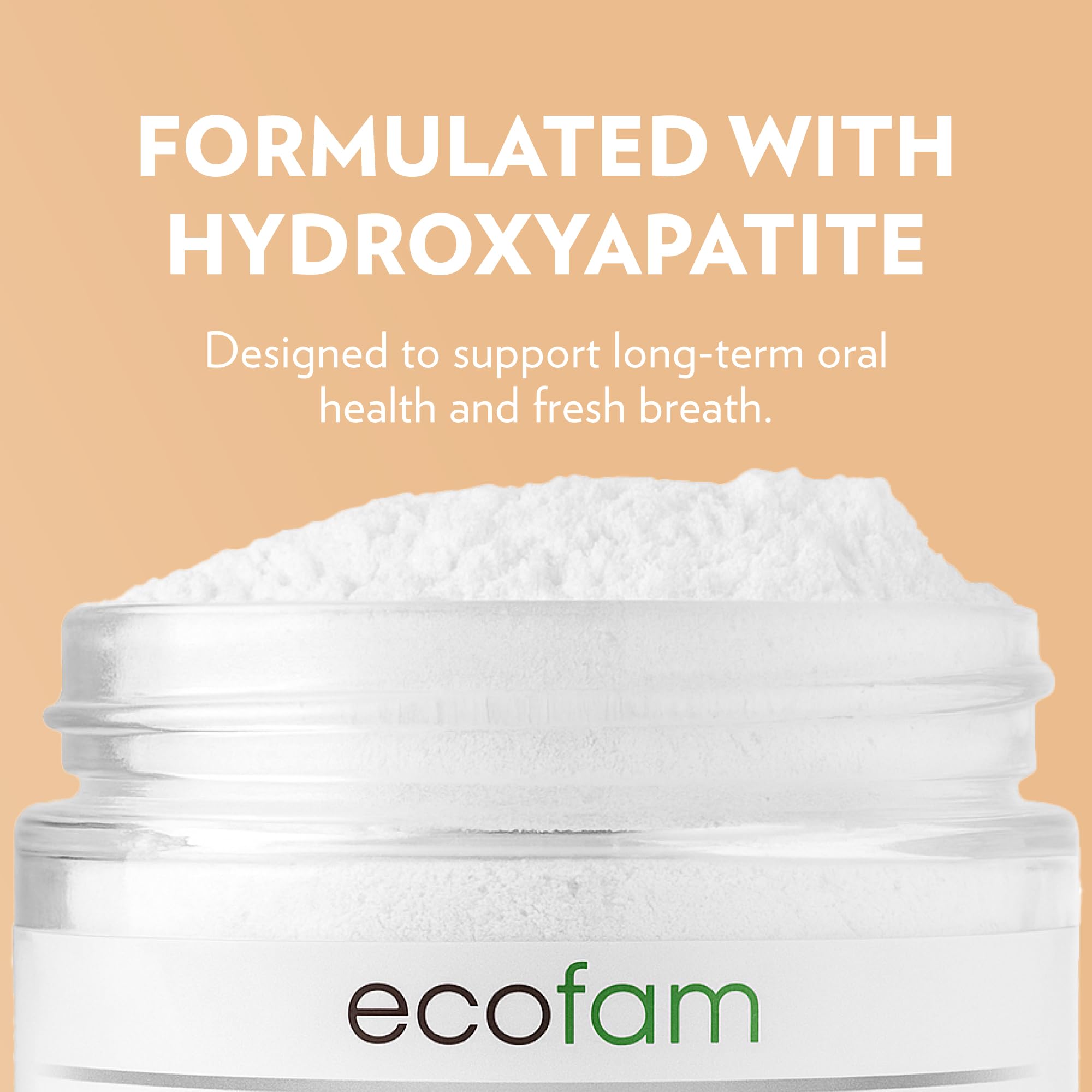 Ecofam Toothpaste Powder – Remineralizing with Hydroxyapatite & Xylitol | Fluoride Free – Vanilla Mint