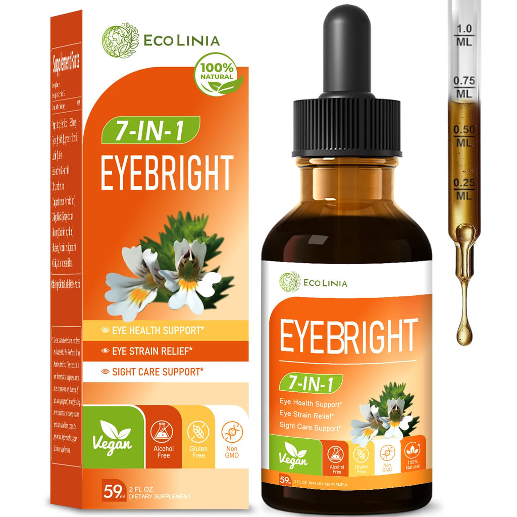 ECOLINIA Eye Health Drops with Eyebright - Vision Support, 2 oz