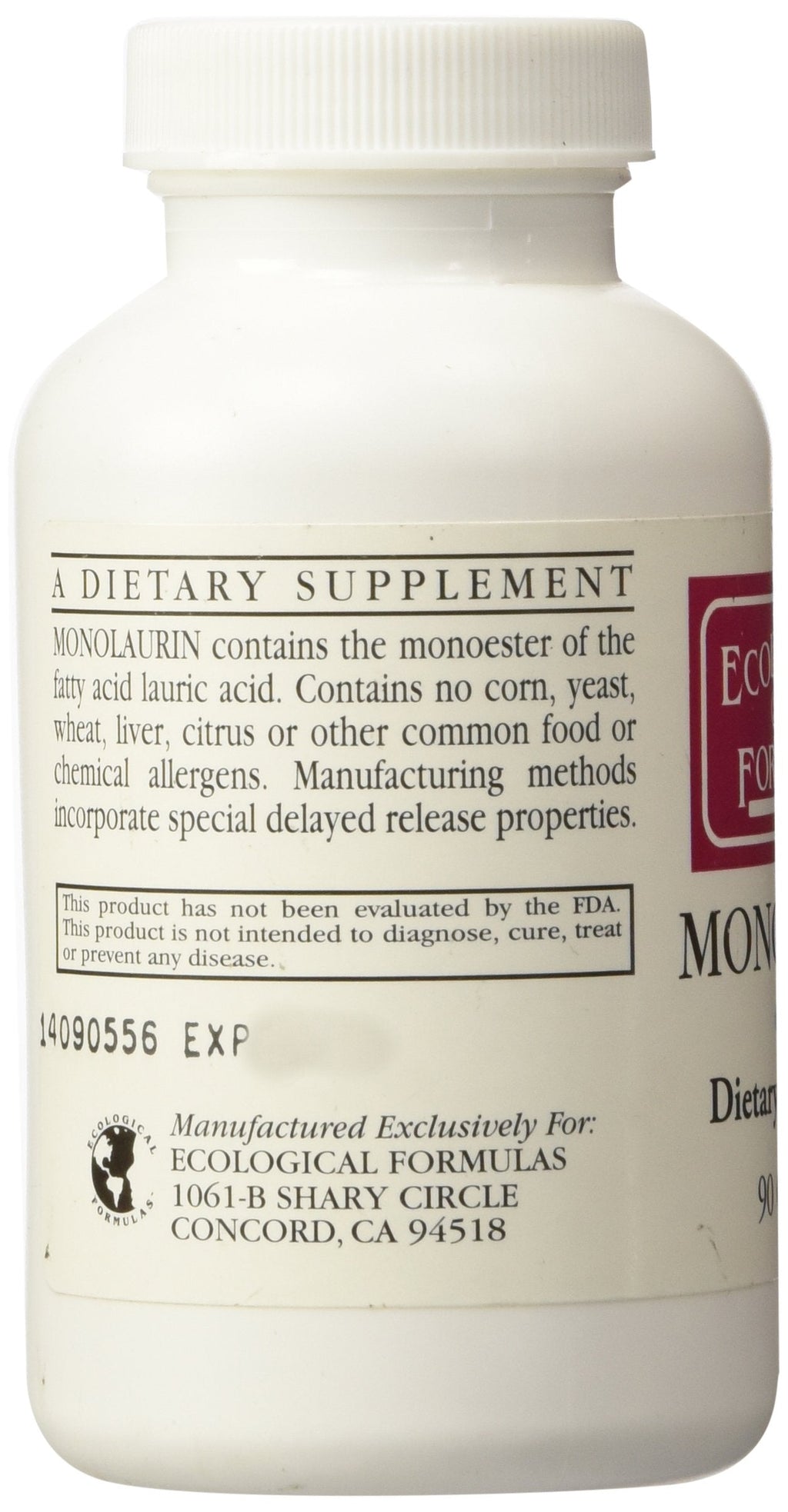 Ecological Formulas Monolaurin 600mg - 90 Capsules