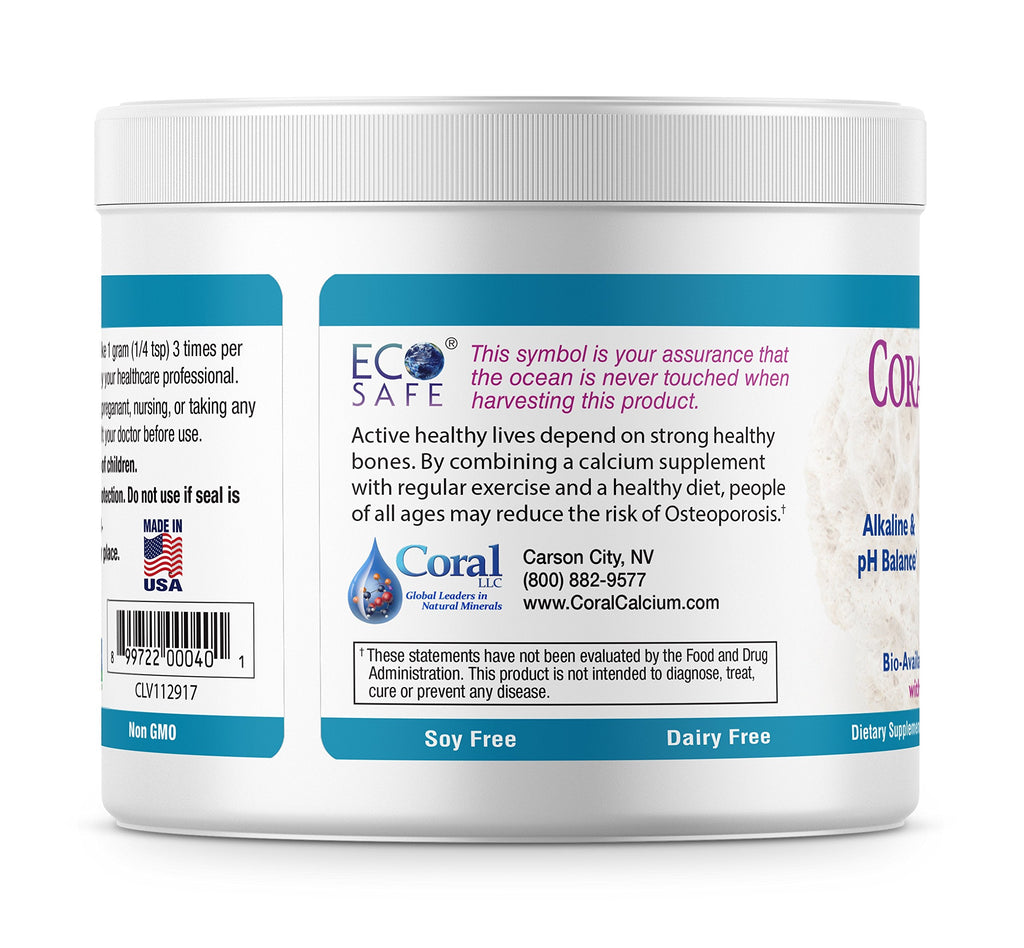 EcoPure Coral Calcium Powder with Trace Minerals – 16 oz
