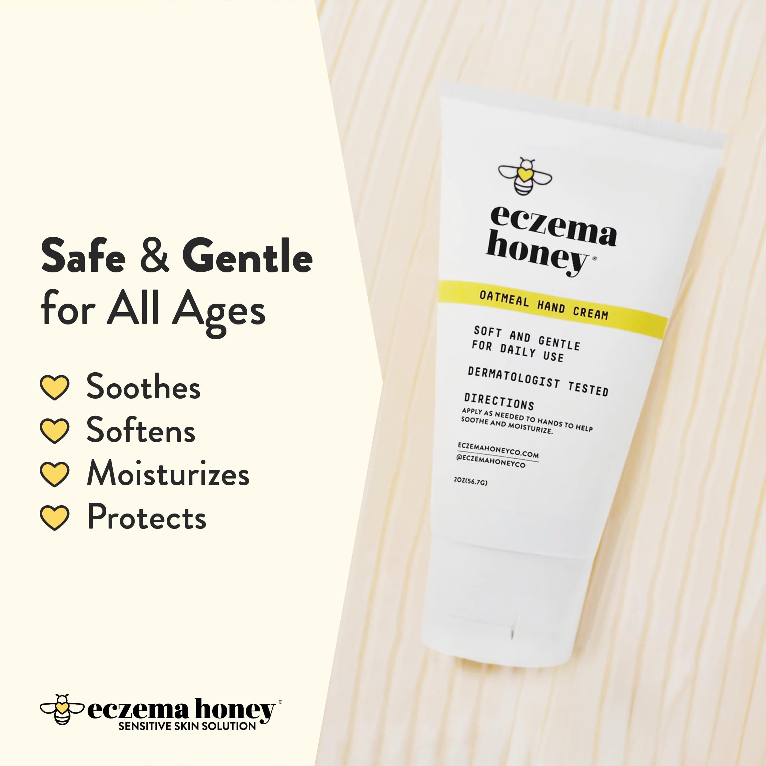 ECZEMA HONEY Oatmeal Hand Cream – Natural Eczema Relief for Dry, Itchy Hands (2 oz)