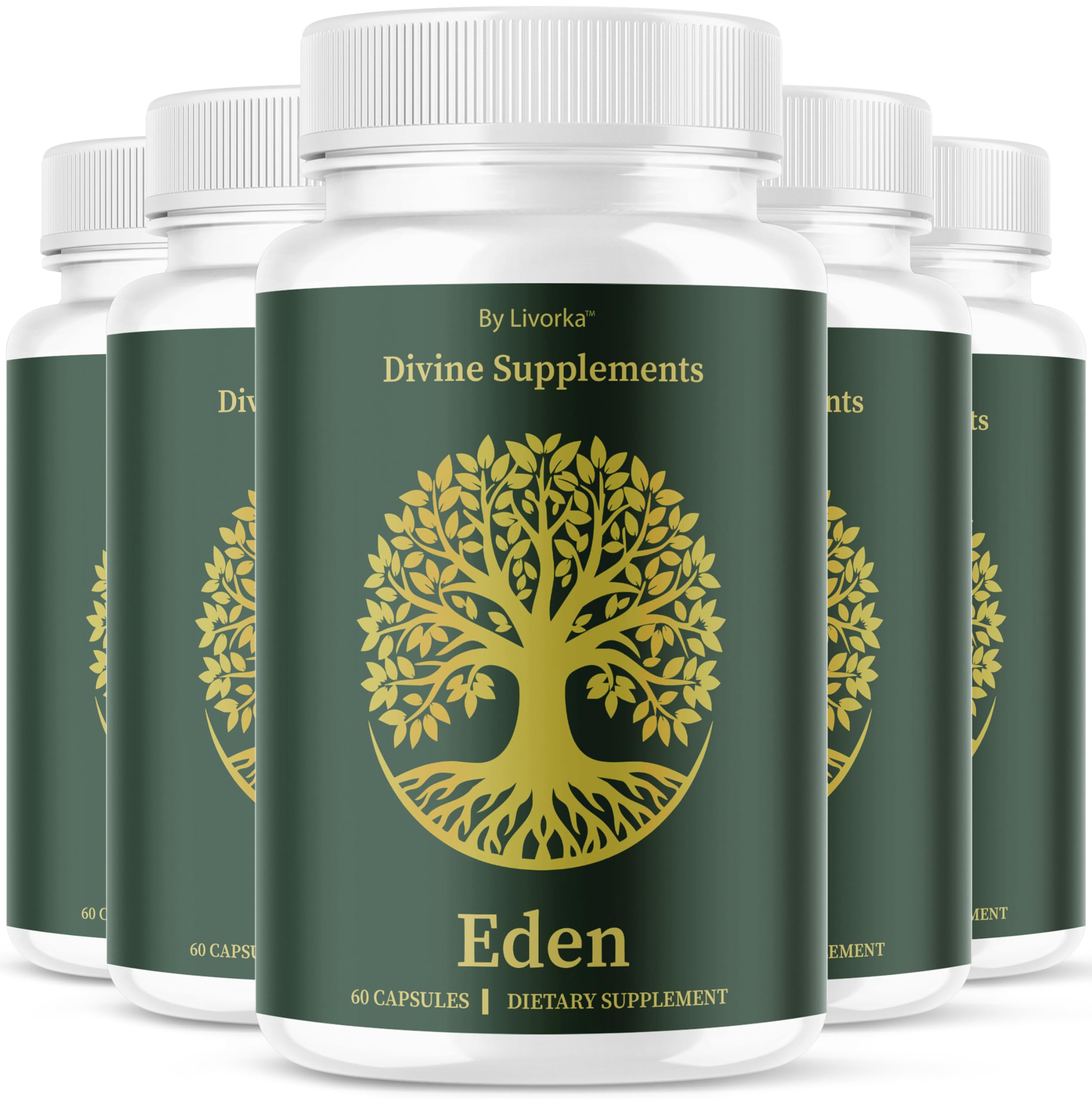 (5 Pack) Eden Capsules | All Natural Daily Wellness Support - 300 Capsules