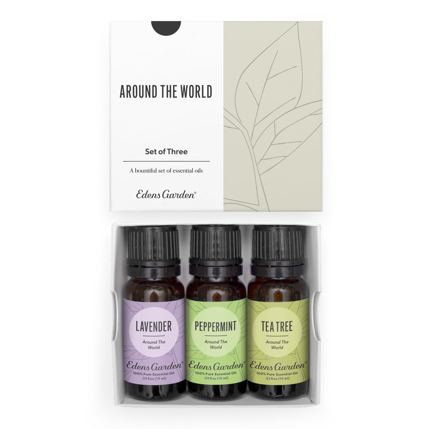 Edens Garden Around The World 3 Set – 3 Pack Lavender, Peppermint & Tea Tree Oils – No Fragrance & Undiluted, 100% Pure Therapeutic Grade (10 ml each)