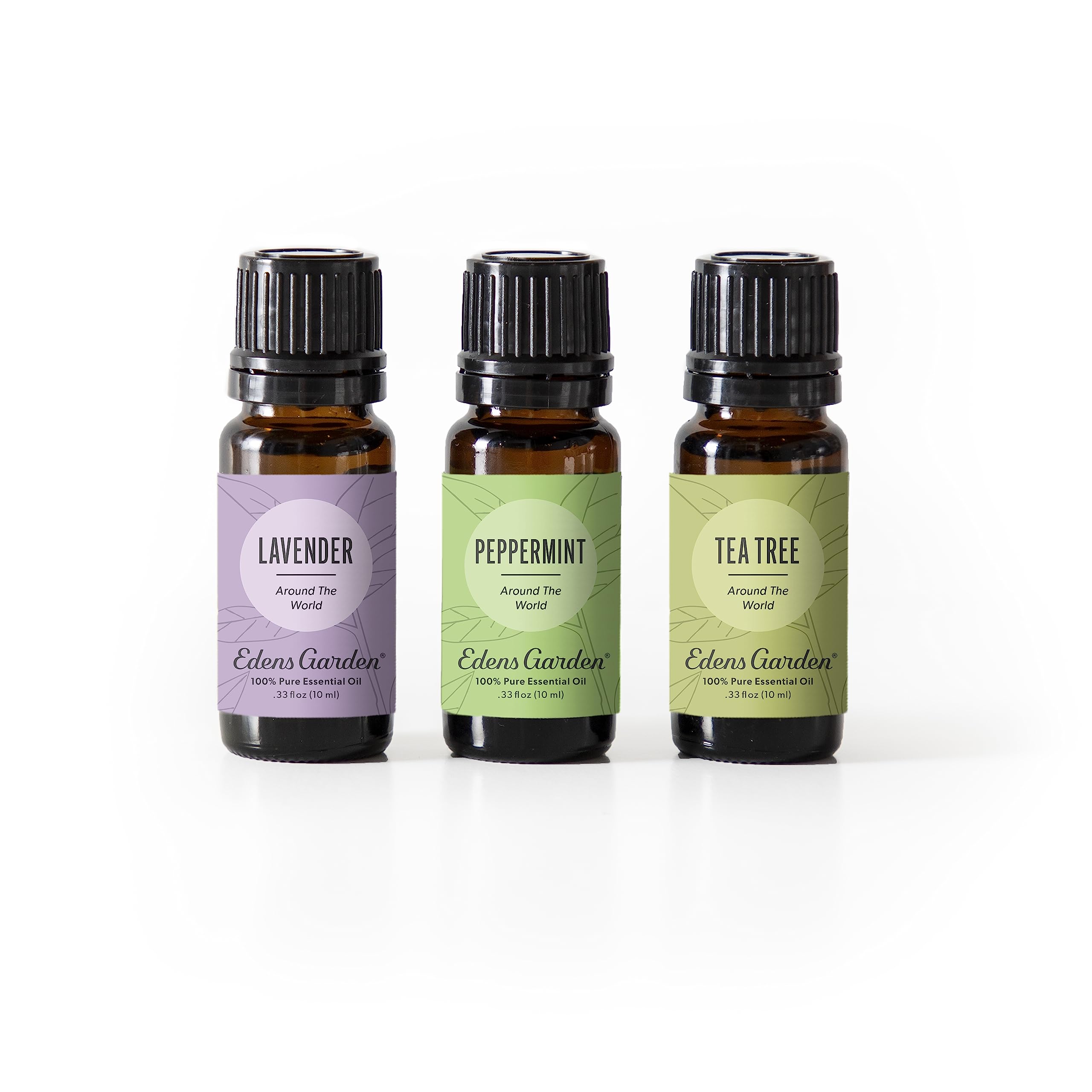 Edens Garden Around The World 3 Set – 3 Pack Lavender, Peppermint & Tea Tree Oils – No Fragrance & Undiluted, 100% Pure Therapeutic Grade (10 ml each)