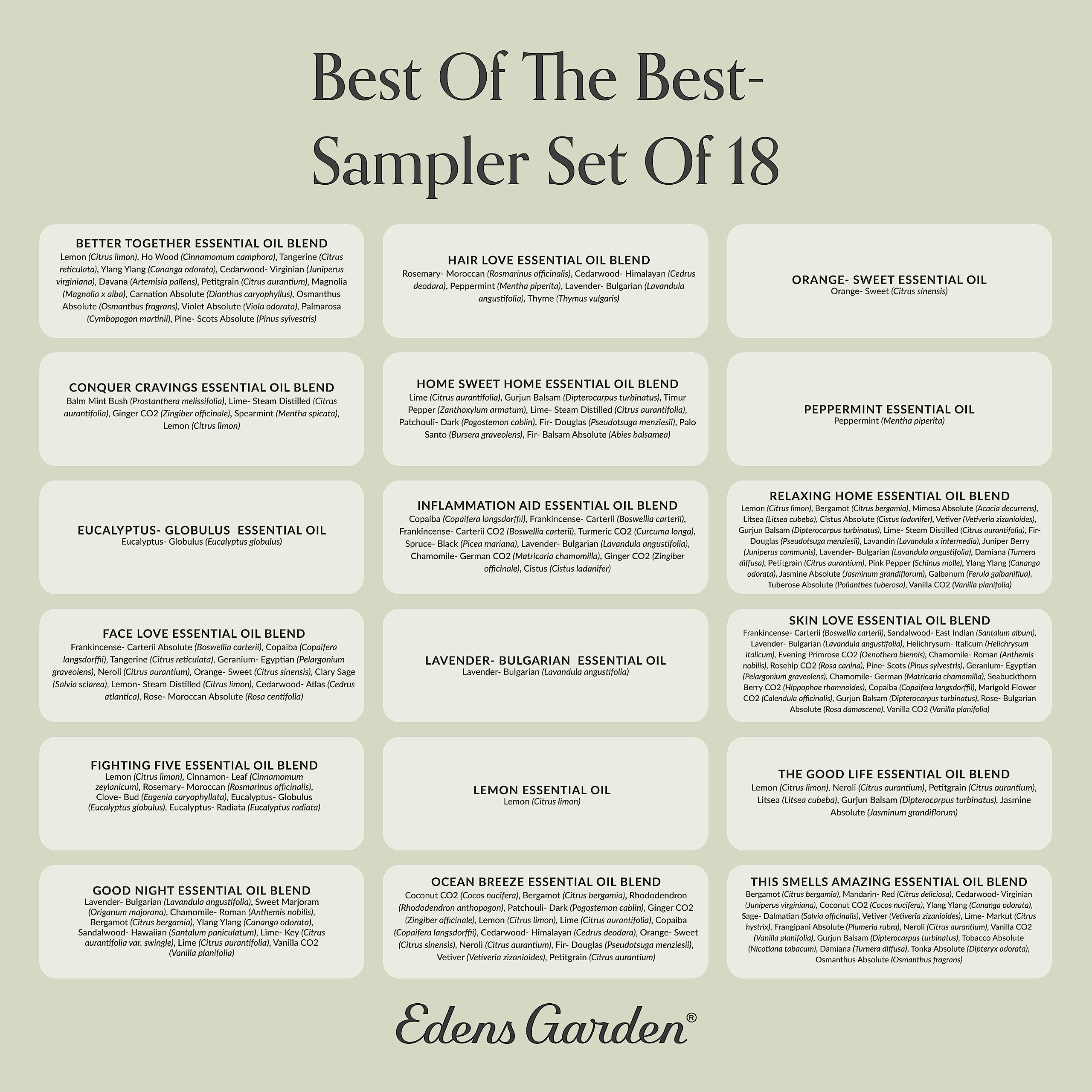 Edens Garden Best of the Best 18-Oil Sampler Set – 100% Pure Therapeutic Grade