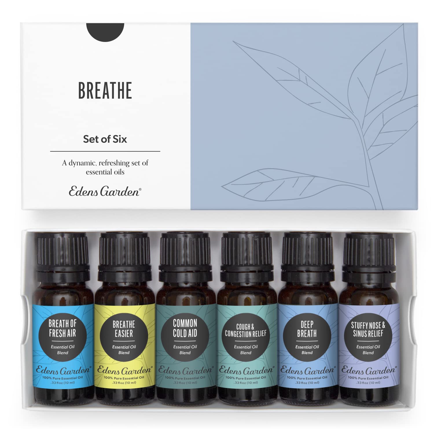Edens Garden Breathe 6 Set – 100% Pure Therapeutic Grade Essential Oils (10 ml x 6)