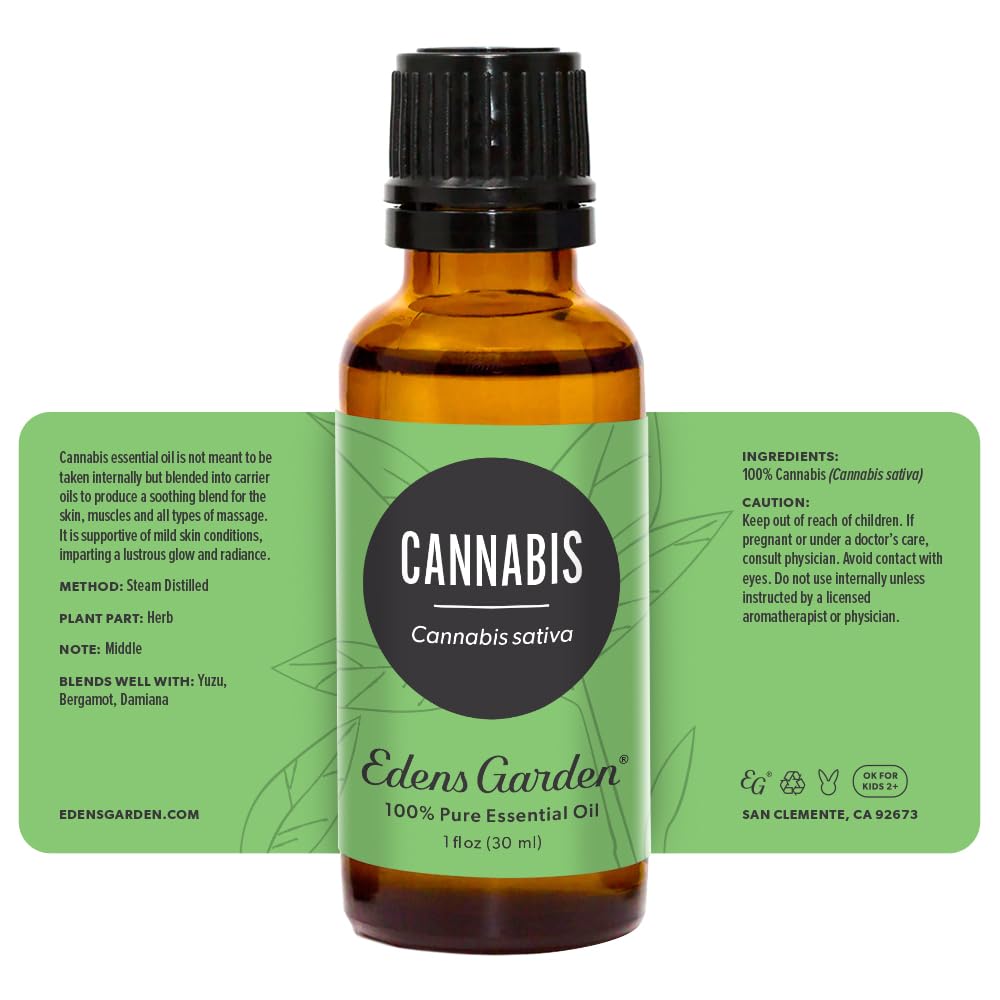 Edens Garden Cannabis Essential Oil – 100% Pure Premium Grade, Undiluted Aromatherapy for Diffusers, Skin, Candles & Humidifiers 30 ml